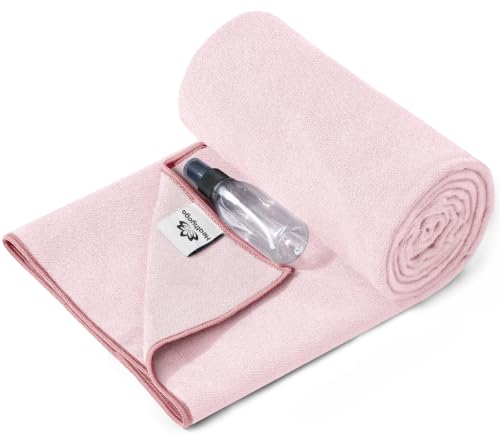 Non-Slip Yoga Towel with Silicone Grip & Spray Bottle - Pink