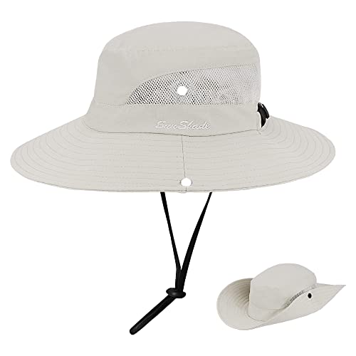 Womens Sun Hat with Ponytail Hole - UV Protection, Foldable, 6 3/4-6 7/8 Beige