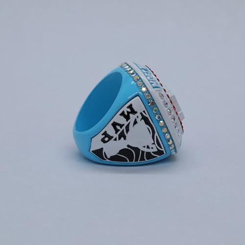 MVP Championship Ring for All Sports - Size 9.5 - Light Blue & White