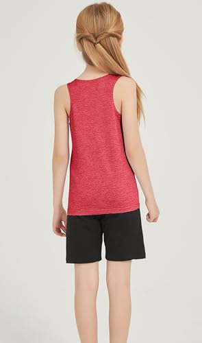 Quick Dry Tank Tops for Girls - Active Sleeveless Shirt Red, 9-10 Years