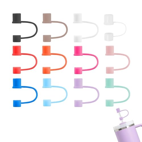 12-Pack 0.4in Silicone Straw Toppers - Multi-color for Tumblers