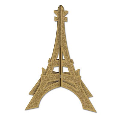 3-D Glittered Eiffel Tower Centerpiece - 12 Inch Gold Decor