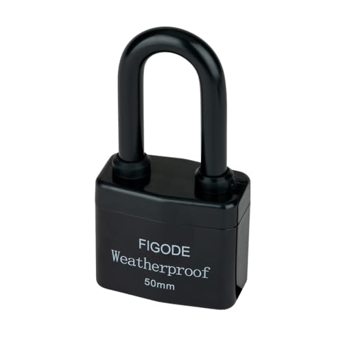 FIGODE¢ç Outdoor Waterproof Padlocks, Covered Heavy Duty Laminated Steel Locks, Large Sturdy Locks, 2.2 in. Wide, 3 Locks Same Key, Long Padlocks