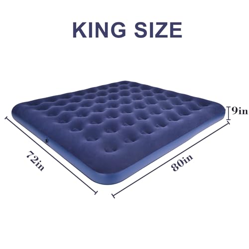 King Size Inflatable Air Mattress with Pump & Pillows | Camping & Home Use
