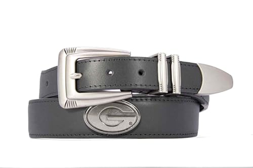 Georgia Bulldogs Leather Concho Belt - Crocodile Tip - Tan 38