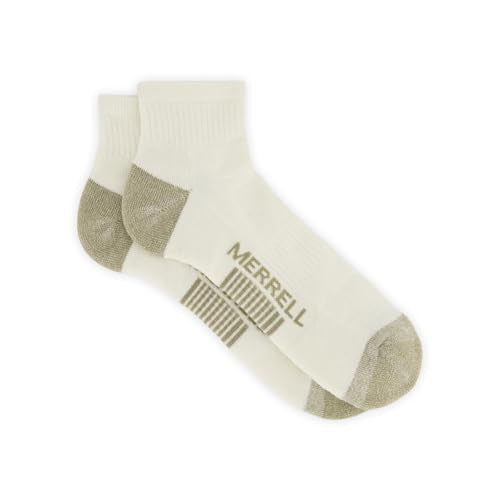 Merrell Unisex Moab Hiking Ankle Socks Small-Medium Oatmeal Heather Full Cushion with Arch Support