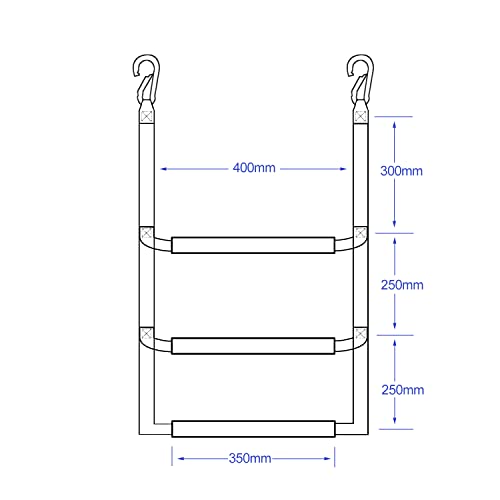 Young Marine 3-Step Rope Ladder for Inflatable Boat, Kayak, Motorboat, Canoeing