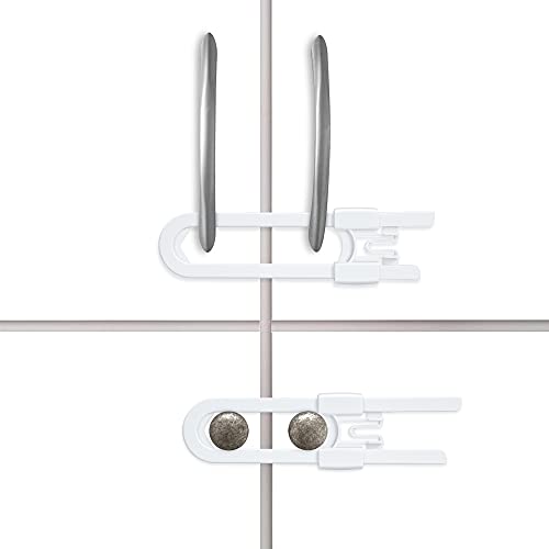 Vmaisi 20 Pack U Shaped Sliding Cabinet Locks Baby Proofing - Adjustable Child Safety Locks,Childproof Latches for Kitchen Bathroom Storage Cupboards Doors, Handles and Knobs White