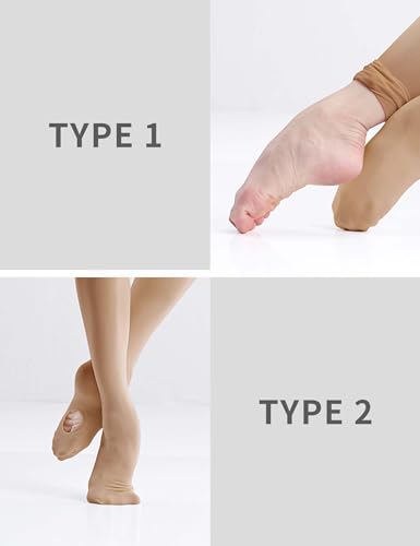 Convertible Ballet Tights for Toddler Girls, 60D, Tan - 3-4T