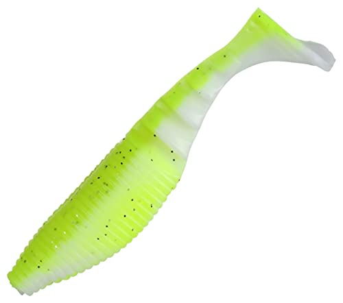 Yamamoto Zako Swimbait - 4" Paddle Tail, Chartreuse Shad - 5 Pack