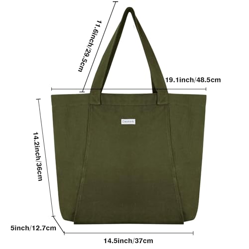 Yoga Mat Bag - Green Cotton Canvas Tote with Pockets