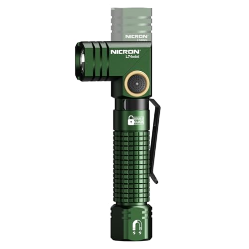 NICRON L74 Mini Flashlight 400 Lumens 90 Degree IP65 Waterproof with Magnet EDC Small Tactical Flashlight Rechargeable Pocket Light 6 Modes Best high lumens for Camping, Outdoor (Green)
