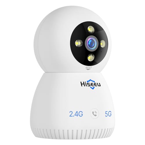 Hiseeu Indoor Security Camera, 2.4G/5G 5MP Pet Camera Baby Monitor, PTZ 360¡Æ, Auto Tracking, 2 Way Audio, Night Vision, PIR Detection, No Monthly Fee
