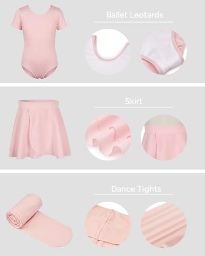 Stelle Girls Ballet Leotard Set with Skirt and Footed Tights, 6-7 Years, Pink