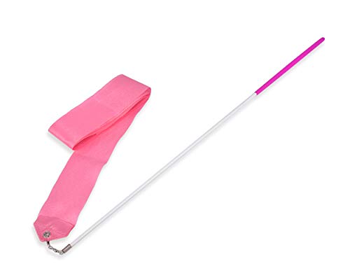 4-Yard Pink Dance Ribbons with Wands for Rhythmic Gymnastics
