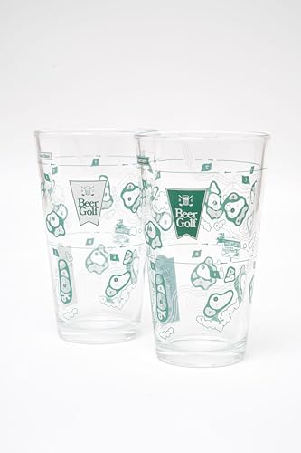 Beer Golf Drinking Game Set - 16 oz Pint Glasses & Coasters