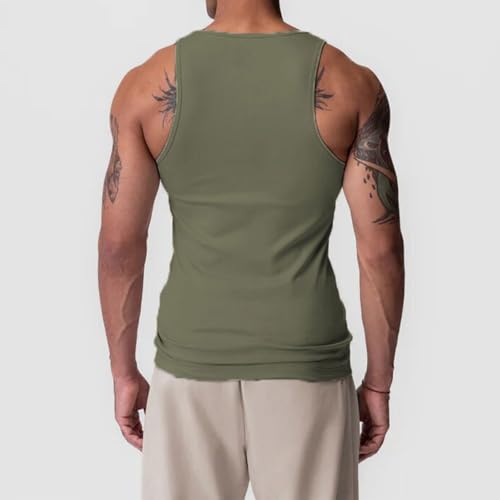 Slim Fit Men's Sleeveless V-Neck Tank Top - Small / Army Green