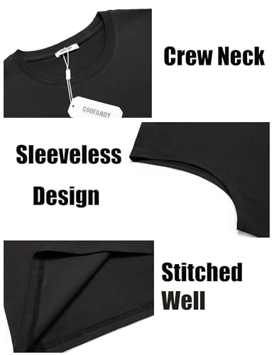 Men's Cotton Workout Tank Top - Sleeveless Muscle Shirt, Large, Black