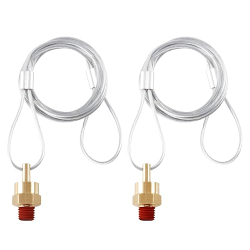 2PCS Air Tank Drain Valve Plug Fitting 1/4" NPT with 60" Cable Valve, Air Brake Reservoir Air Compressor Drain Valve For Semi Trucks