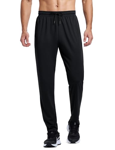 Men's Lightweight Joggers - Quick Dry Athletic Sweatpants with Pockets - Black, XX-Large