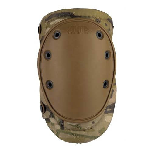 ALTA 50453.16 AltaFLEX Gel Insert Heavy Duty Knee Protector Pad, MultiCAM Cordura Nylon Fabric, AltaLOK Fastening, Flexible Cap, Long, Coyote