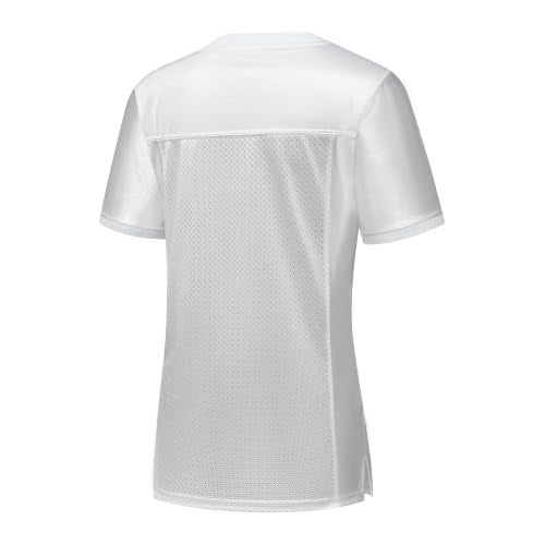 YWIES Women's White Mesh Football Jersey - Practice Sports Uniform, Medium