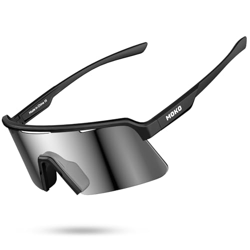 Polarized Running Sunglasses - Lightweight TR90 Cycling Glasses - Black Gray