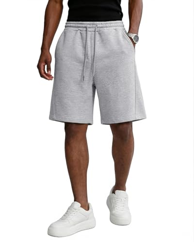 Men's Baggy Sweat Shorts Lightweight Casual Athletic Pants Medium Light Gray