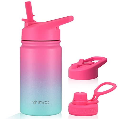 Kids Insulated Stainless Steel Water Bottle 12oz with Straw & Chug Lids - Punch Green Variation