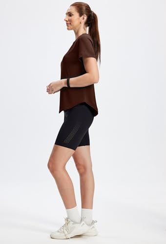 Alaroo Women's Summer Short Sleeve Crewneck T-Shirt – Brown, Large