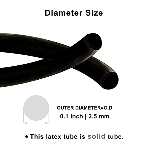 Natural Latex Rubber Tubing - 2.5mm OD Black, 3M Length