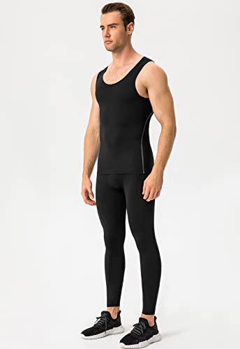 Men's Compression Sleeveless Tank Top - Dry Fit Athletic Undershirt - Small, Black