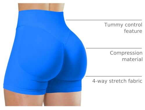 Women's Seamless Workout Shorts 4.5" - Small Royal Blue by Unthewe