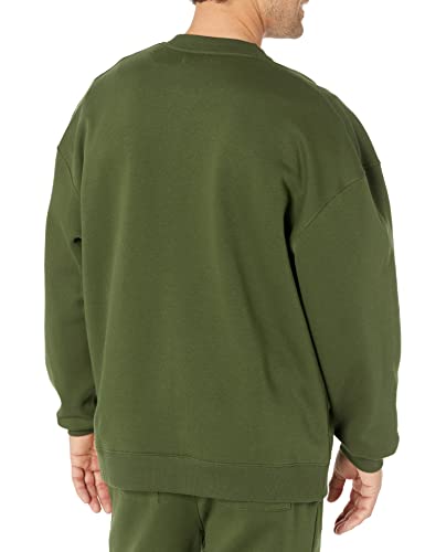 Men's Oversized-Fit Crewneck Sweatshirt - Large / Dark Olive