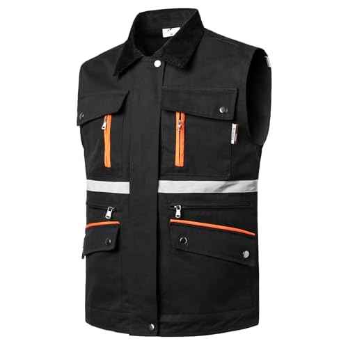 Tool Vest for Men Electrician Reflective Work Vest Carpenters Multi-Pockets Safety Vests