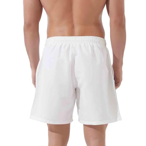 Quick Dry Men's Swim Trunks - 5-Inch Inseam Beach Shorts - Beige, Medium