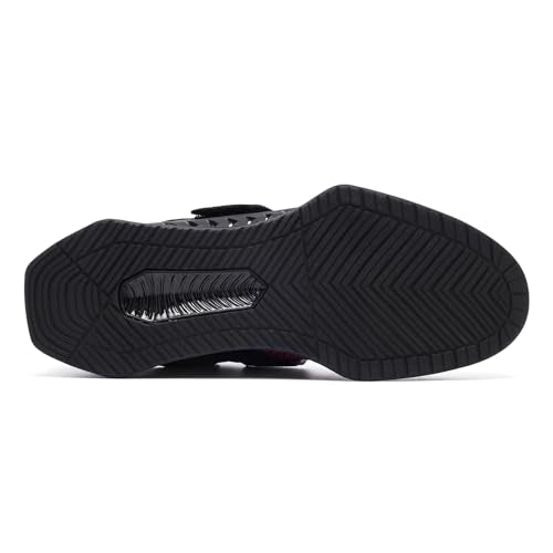 Weightlifting Shoes for Men & Women - 1.4 Inch Heel, Black/Red - Wide Fit