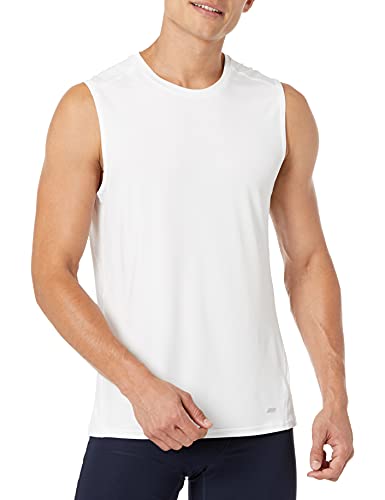 Men's Active Quick Dry Moisture-Wicking Sleeveless Muscle Shirt - Bright White, Large