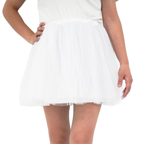 5-Layer Tulle Tutu Skirt for Women & Teens - White, 3X-Large