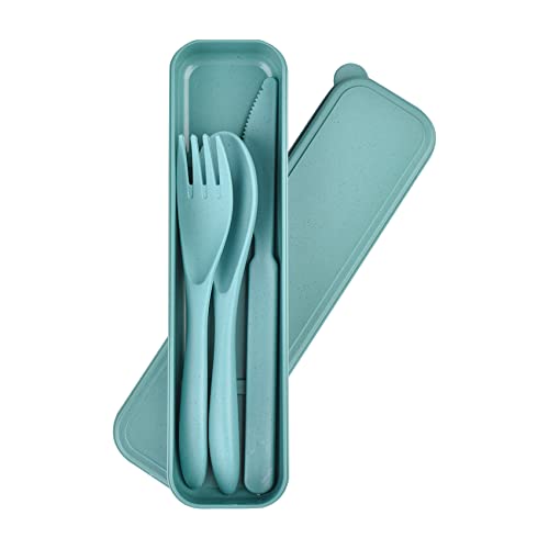Portable Dark Green Reusable Cutlery Set with Case - Small