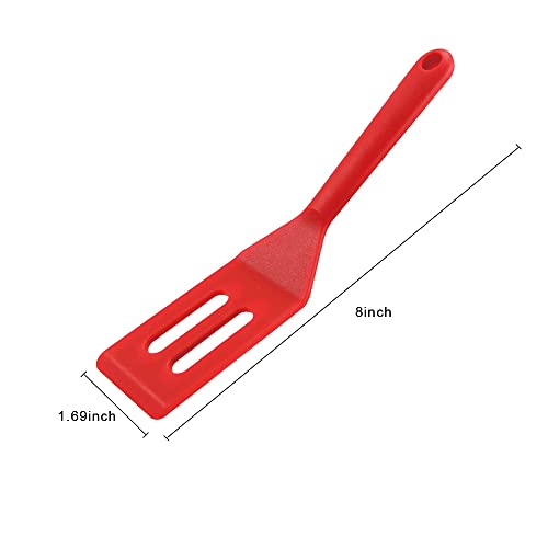 Mini Spatula Set - 2 Pieces Red Silicone Nonstick Turner for Cooking & Baking