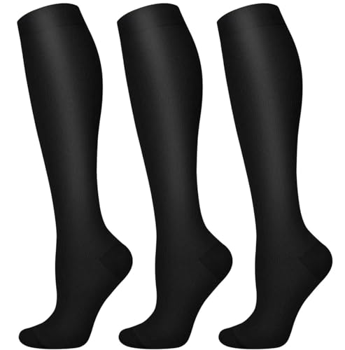 Compression Socks for Women & Men - Knee High Support Socks - Small-Medium / Black