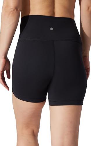 Yogalicious High Waist Biker Shorts 5” & 7” Squat Proof Workout Yoga Shorts - 2 Pack, Medium, Black with Pockets