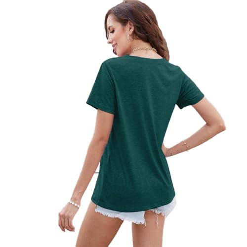 Women Mountain Hiking T-Shirt - Adventure Begins Camping Tee, Small / Green1