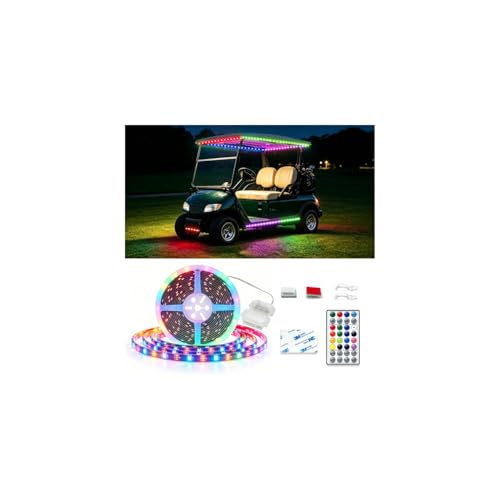 VIDLULTD 16.4FT Battery-Powered RGBIC LED Strip Lights for Golf Cart Canopy, Waterproof Wireless Underglow