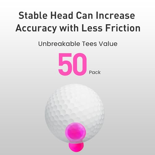 Castle Golf Tees - 2 1/4 Inch Plastic, 50 Pack - Pink