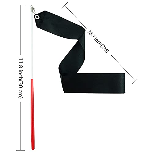 Rhythmic Gymnastics Wand Set - Black Dancing Streamers, 2 Pack