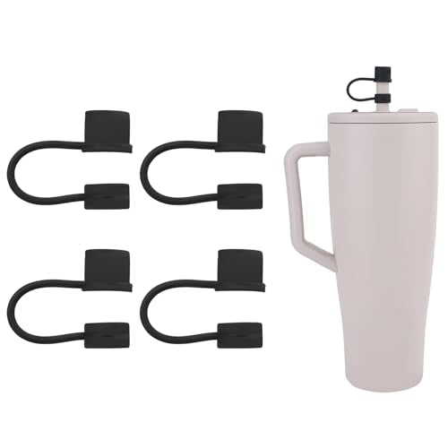 Silicone Straw Tip Covers for 30oz and 40oz Tumblers - 4 Pack, Black