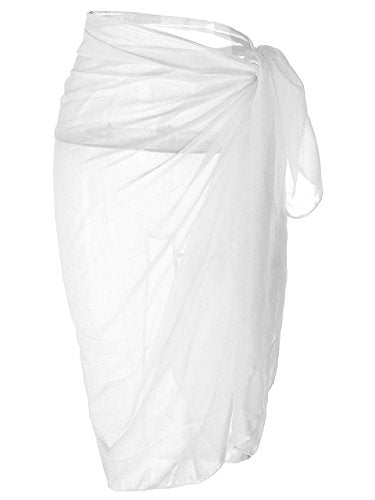 Solid Color Chiffon Beach Sarong Cover Up - White