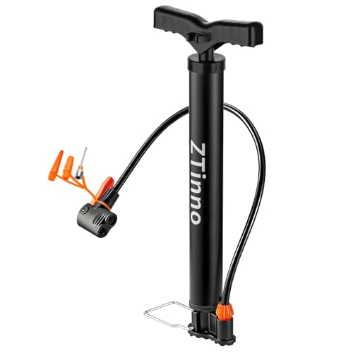 Portable Floor Bike Pump with Dual Presta & Schrader Valves